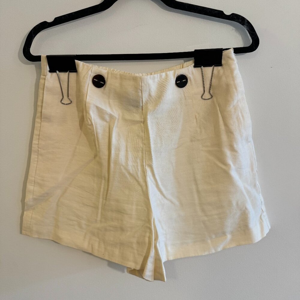 Mango Women's Cream High Waisted Sailor Shorts Size 6